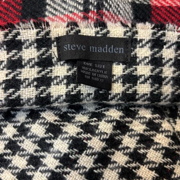 Steve Madden Reversible Blanket Scarf with Houndstooth and Red Plaid - Picture 3 of 3
